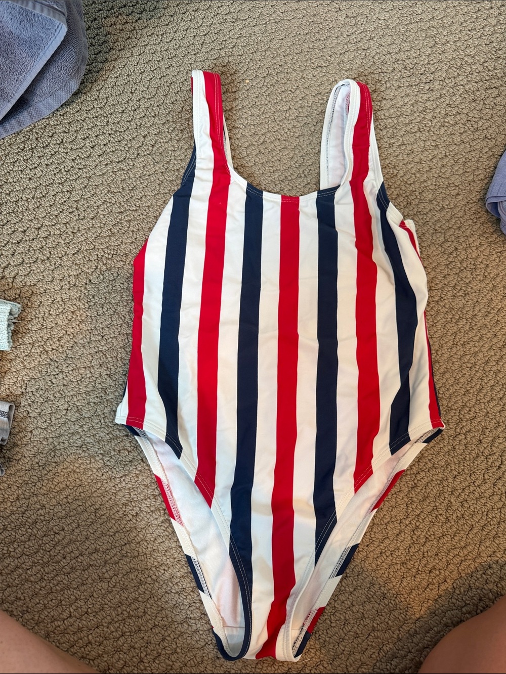 Striped One-Piece Swimsuit - Red, White & Blue